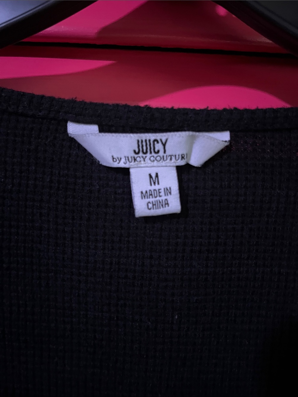 Juicy Couture Black Scoop Neck Long Sleeve Top with Crest Logo - Picture 3 of 10